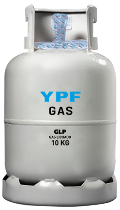 Garrafa de gas envasado YPF Gas de 10 kg. de gas butano.
