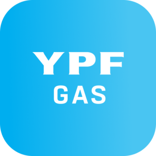 Logotipo de YPF Gas. Empresa argentina de energía que suministra gas envasado en garrafas y cilindros.
